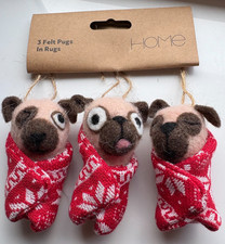 SET OF 3 "FELT PUGS IN RUGS"