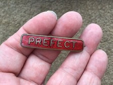 Prefect School vintage red enamel pin badge