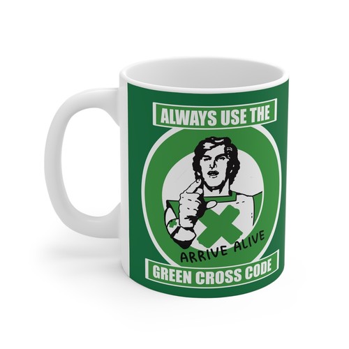Green cross road man retro - cross,