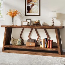 70.86-Inch Console Sofa Table with Storage for Entryway Living Room Brown