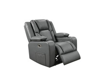 Grey Leather Electric Recliner