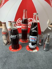 COCA-COLA VINTAGE UNOPENED BOTTLES, SALT & PEPPER SHAKERS, AND UMBRELLA