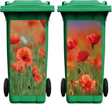 2 Sheets Wheelie Bin Stickers Flowers Self Adhesive Dustbin Sticker Decorative S