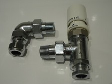 BISQUE Flow and Return Radiator Valves with Thermostat 