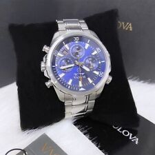 Men New Bulova Classic Blue Marine Star Stainless Steel 96B256 Watch (43MM)