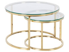 Nest of 2 Glass Top Coffee Tables Gold GRANGE