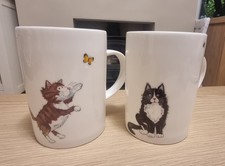 2 X Beautiful Bone China Cat