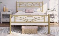 Metal Platform Bed Frame with Cloud-inspired Design Headboard for Home Furniture