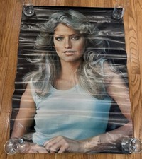VTG FARRAH FAWCETT MAJORS Poster White Top Original 1977 28" X 40" 20-201 Super
