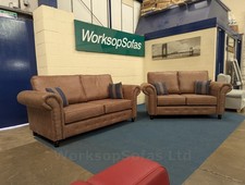 'Chesterton' Tan 3 & 2 Chesterfield Style Sofa Suite