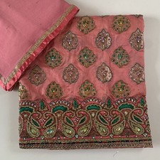 WEDDING BRIDAL GIFT Unstitched Suit Punjabi Pakistani Indian Salwar Kameez Pink