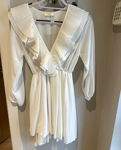 White chiffon mini dress - white,