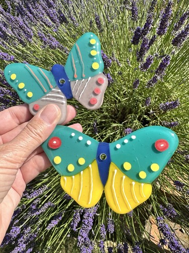Two handmade fused - two, glass