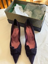 Jaime Mascaro Purple Suede Slip On Elegant Pointed Shoes Bow Kitten Heels 39 UK6