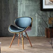 Retro Dining Office Chair  Faux Leather Seat  Eiffel  Wooden  Legs Walnut Finish