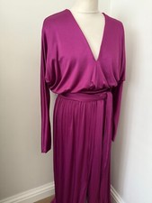 Womens designer purple jersey maxi dress by Halston Heritage, size 4 (fits uk 8)
