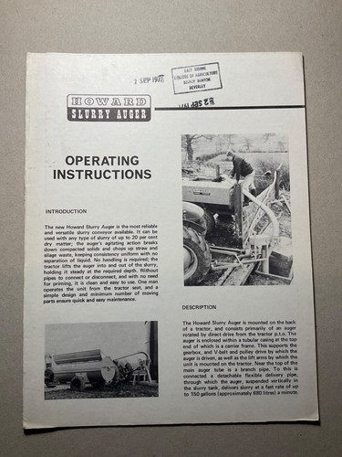 Howard slurry auger - howard, operators