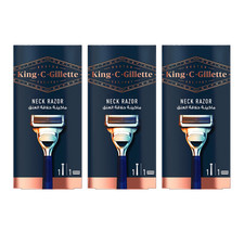 King C. Gillette Neck Razor for Men with Precision Trimmer Blade - Pack of 3