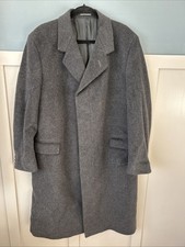 Brewin Men's Coat Size 48 Grey Wool Blend Button Up Pockets Lined Used 45” Long