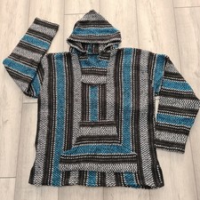 Mexican Hoodie Drug Rug Earthragz Baja Jerga Bohohippy Unisex Festival M 38-40in