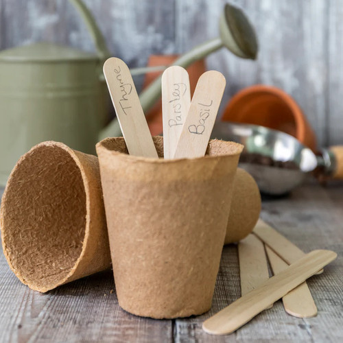 Natural wooden plant labels - wooden,