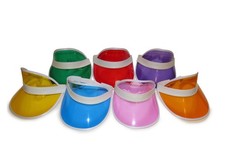 x50 Bulk Wholesale Neon Sun Visors Plastic Festival Party Sun Blue Purple Red