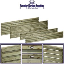 Roma Single/Double Horizontal Slatted Modern Treated Garden Fence Panel 1 to 2ft