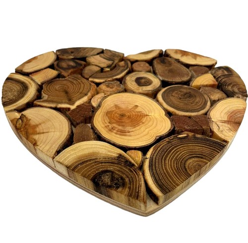 Handmade wooden heart - handmade, trivet
