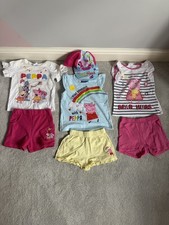 3 x Peppa Pig Girls Summer PJ Bundle Set & Peppa Hat / Cap . Age 2 - 3 Years 