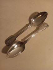 2 X Large Victorian Sterling Silver London 1842 Serving Spoons By William Eaton