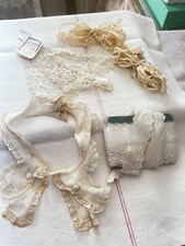 Vintage Laces & Collars/ Antique Fabric. Cream Edging Lace, Dolls, 4pc bundle