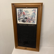 Vintage Pine Framed Cats Kitten Memo Board Chalk Board  21 x 12” Wall Mounted