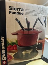 Brand New Swissmar Sierra  Fondue F66708 12 Piece Cast Iron Fondue set - Red