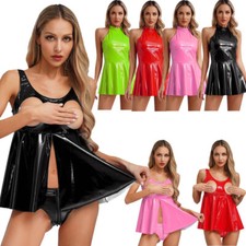 UK Women Wet Look PVC Leather