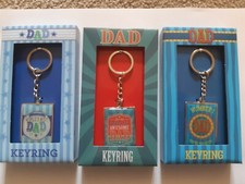 Dad Metallic Key Rings. Awesome Dad, Worlds Best Dad, Number 1 Dad. 3 Designs