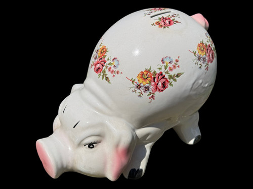 Vtg ceramic snuffling pig - vtg.ceramic,