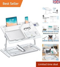 Adjustable Leather Laptop Bed Desk - Large Folding Bed Table with Multi-Use, ...