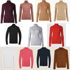 EX M&S Polo Ribbed Roll Neck Jumper Ladies High Neck Knitted Body Top