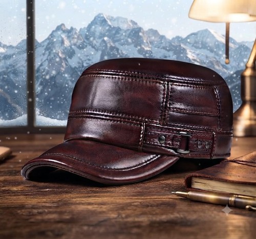Genuine leather cap men - leather,