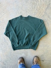 Vintage 80s Fruit Of The Loom Moss Green Sweatshirt Blank XL