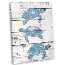 Blue Sea Turtle Canvas Wall
