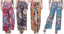 Ladies Womens Palazzo Harem Summer Cotton Trousers Elasticated Printed Pattern