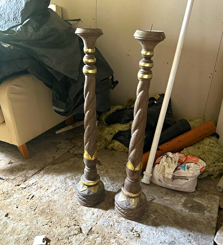 Pair tall wooden candle - tall,