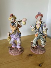 Two Circus Clowns by Leonardo Ornaments Collectibles Figurine Vintage Retro 25cm
