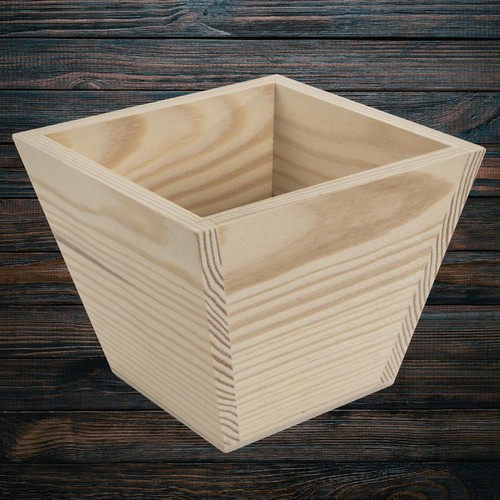 Square wooden flower pot - wooden,