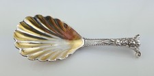 VICTORIAN HEAVY CAST SILVER CADDY SPOON WITH SCALLOPED BOWL HM LONDON 1871 25.2g