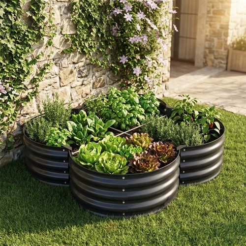Galvanised steel raised garden - galvanised,