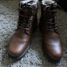 NWOT Size 7 EU 41 Mens Fur Lined Brown Boots MATALAN LEATHER?