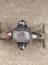 Vintage 925 Sterling Silver Ring Size Q Rose Quartz Natural Hippy Boho 
