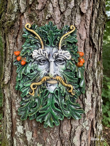 Oak green man - oak, woods